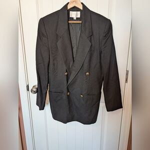 Vintage Lord & Taylor Women’s Wool Blazer with Gold Tone Buttons W10 Black